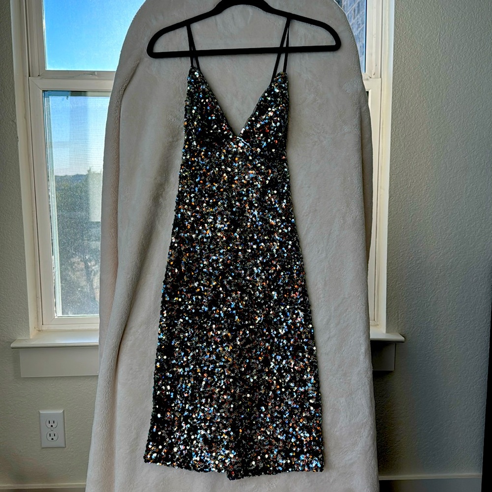 Banjul - multicolored sequins dress - just at knee - size 6